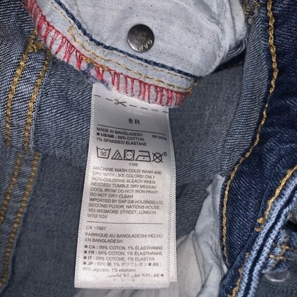 Gap Girlfriend Jeans Womens 8R Distressed Mid-Rise Dark Wash Denim Casual Pants - Picture 3 of 12